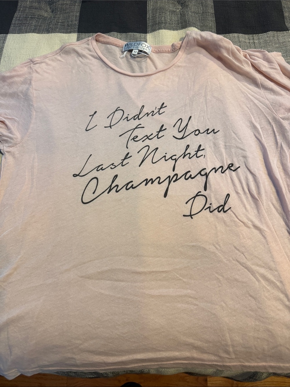 Wildfox Light Pink Men's Graphic Tee with Black Script